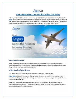 How Avgas Keeps the Aviation Industry Soaring