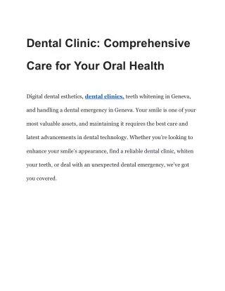 Dental Clinic_ Comprehensive Care for Your Oral Health