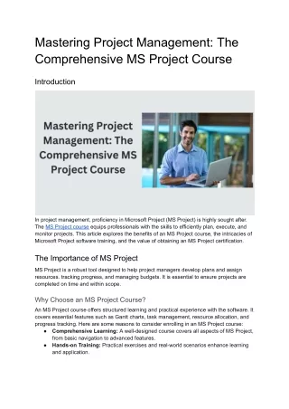 Mastering Project Management_ The Comprehensive MS Project Course