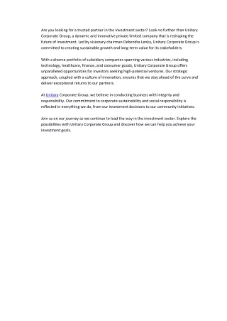 Are you looking for a trusted partner in the investment sector?