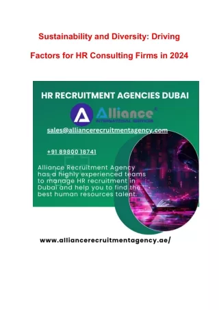 Sustainability and Diversity Driving Factors for HR Consulting Firms in 2024