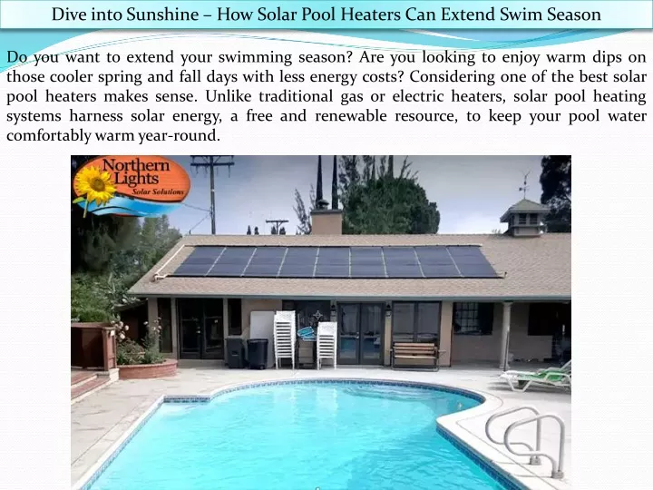 dive into sunshine how solar pool heaters