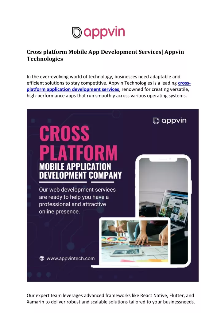 cross platform mobile app development services