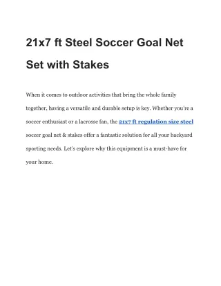 21x7 ft Steel Soccer Goal Net Set with Stakes