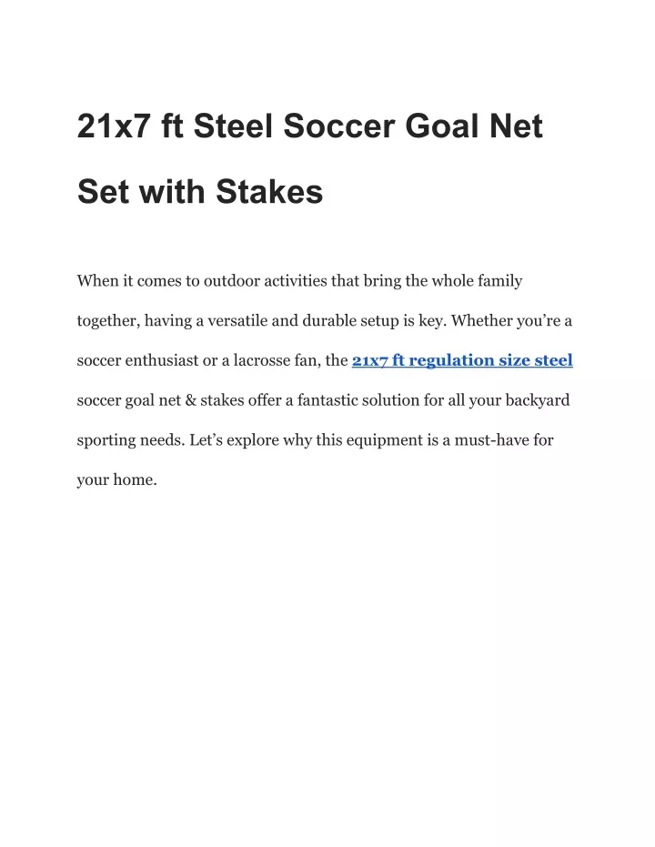 21x7 ft steel soccer goal net