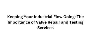 Keeping Your Industrial Flow Going The Importance of Valve Repair and Testing Services