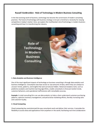 Russell VanBrocklen - Role of Technology in Modern Business Consulting