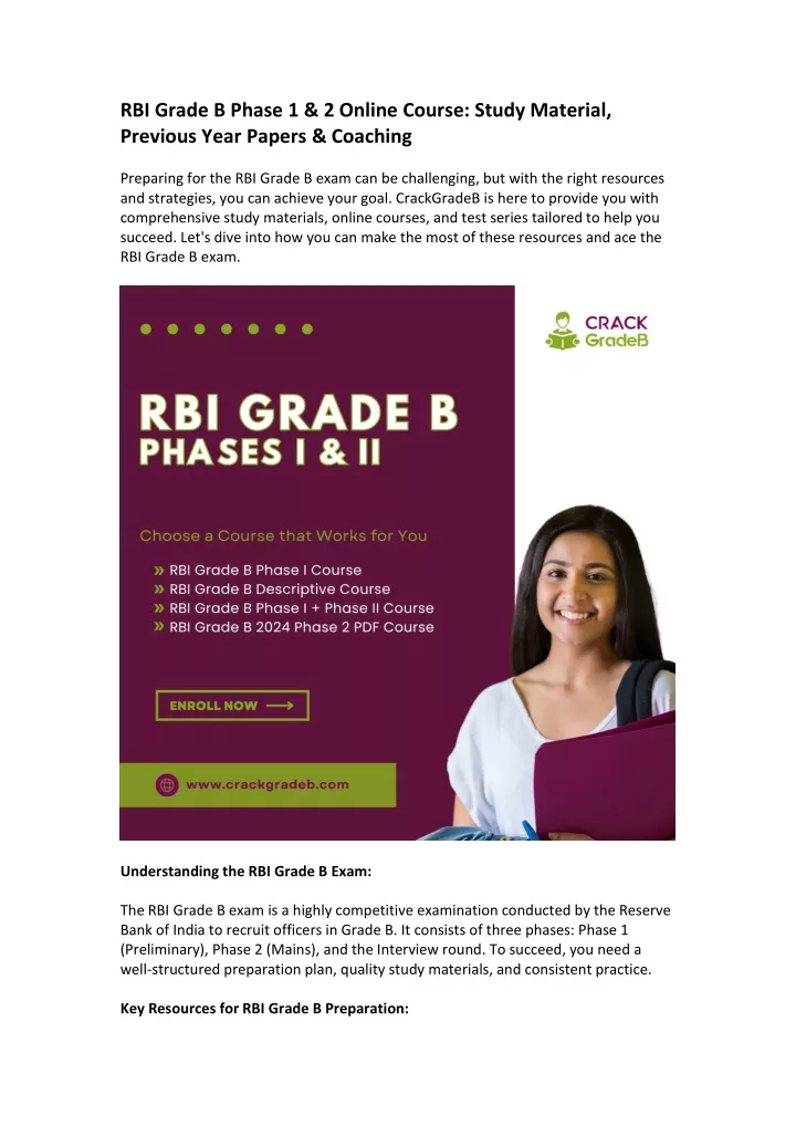 rbi grade b phase 1 2 online course study