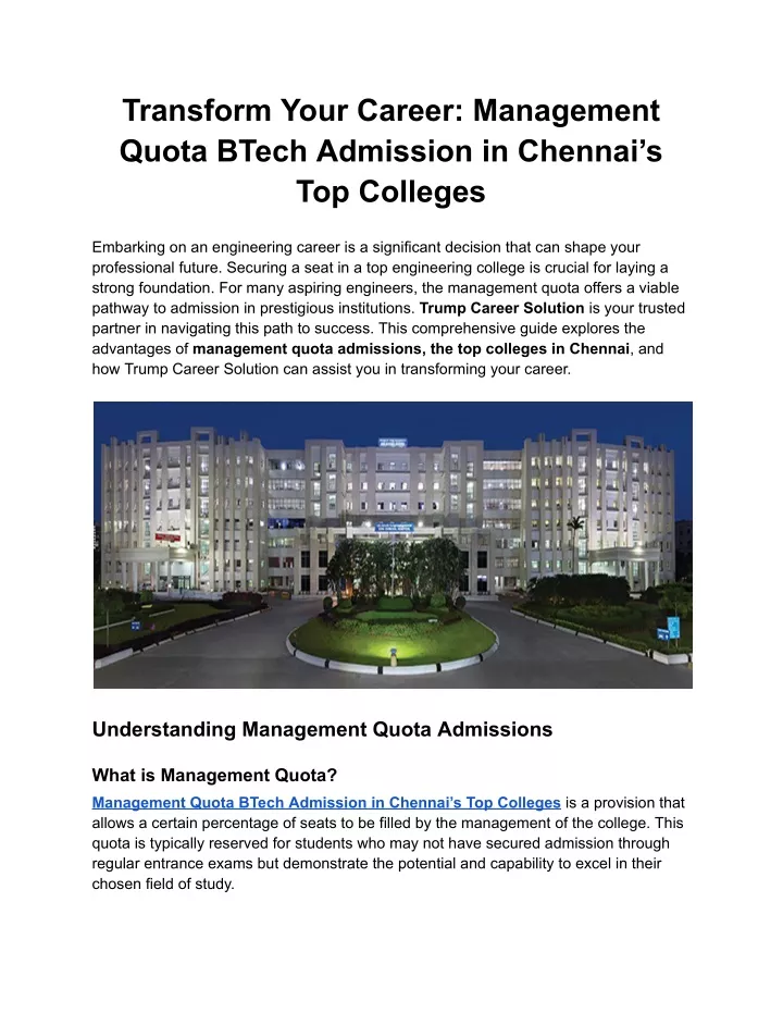 transform your career management quota btech