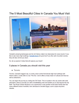 5 Beautiful Cities In Canada You Simply Must Visit