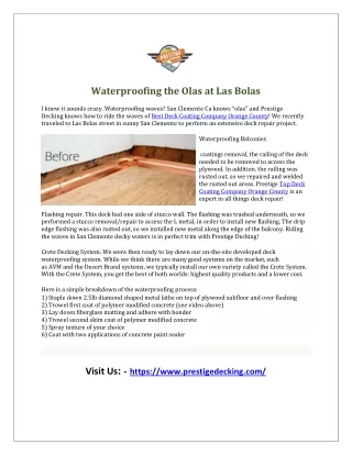 waterproofing the olas at las bolas