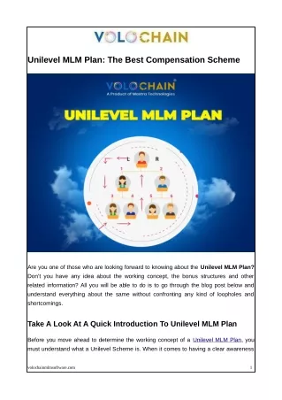 Unilevel MLM Plan: The Best Compensation Scheme