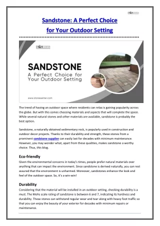 Sandstone - A Perfect Choice for Your Outdoor Setting
