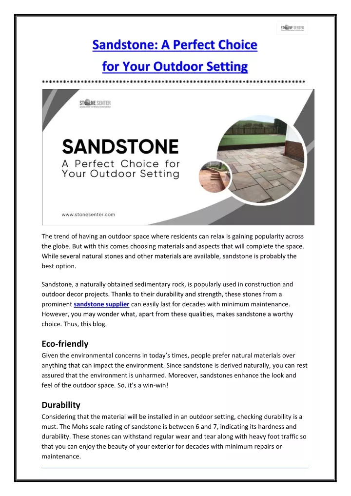 sandstone a perfect choice for your outdoor