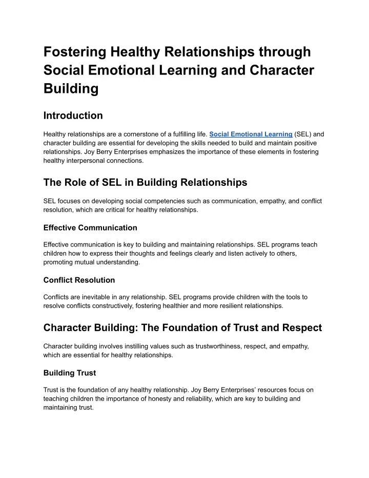 fostering healthy relationships through social