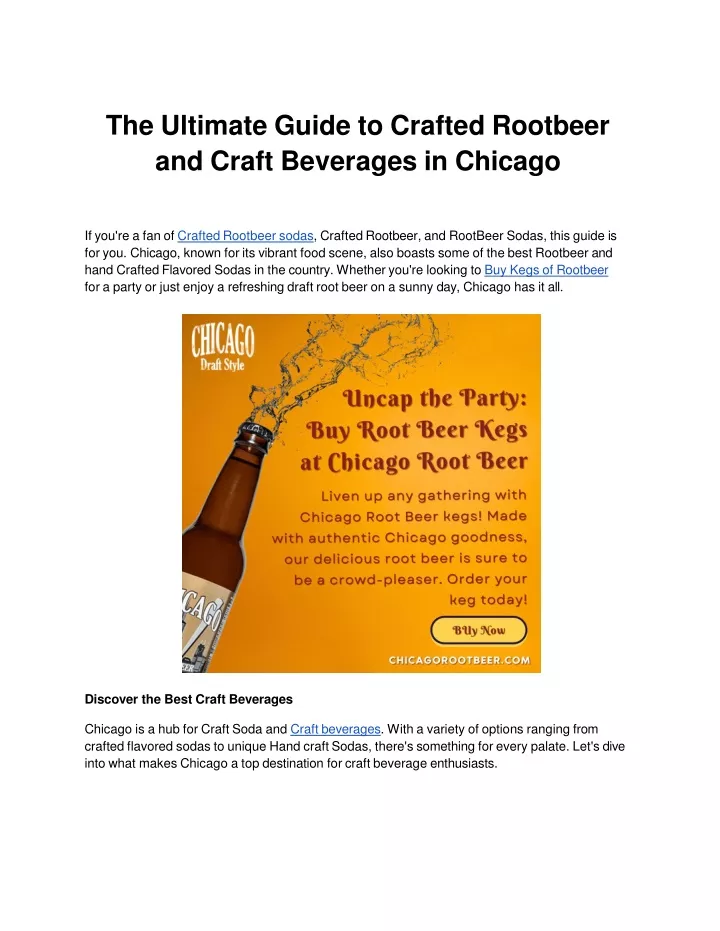 the ultimate guide to crafted rootbeer and craft beverages in chicago