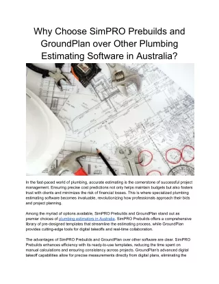 Why Choose SimPRO Prebuilds and GroundPlan over Other Plumbing Estimating Software in Australia