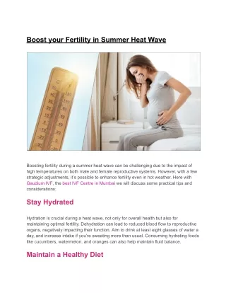 Boost your Fertility in Summer Heat Wave