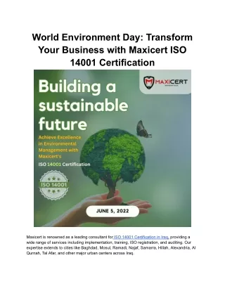 World Environment Day_ Transform Your Business with Maxicert ISO 14001 Certification