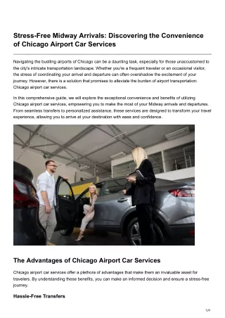 Free Midway Arrivals Discovering the Convenience of Chicago Airport Car Services