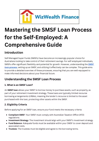 SMSF Loan process