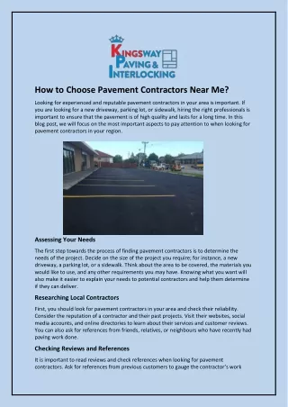 How to Choose Pavement Contractors Near Me?