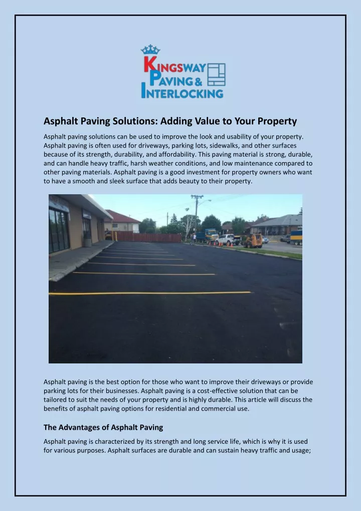 asphalt paving solutions adding value to your