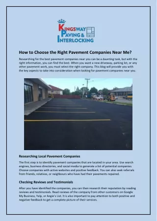 How to Choose the Right Pavement Companies Near Me?