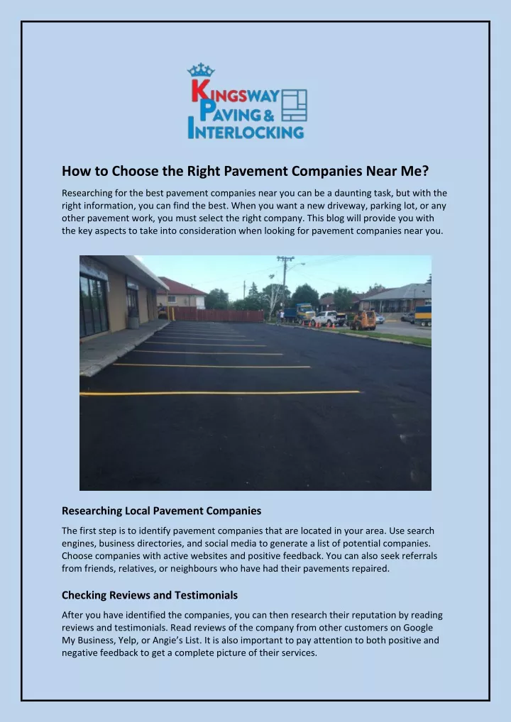 how to choose the right pavement companies near me