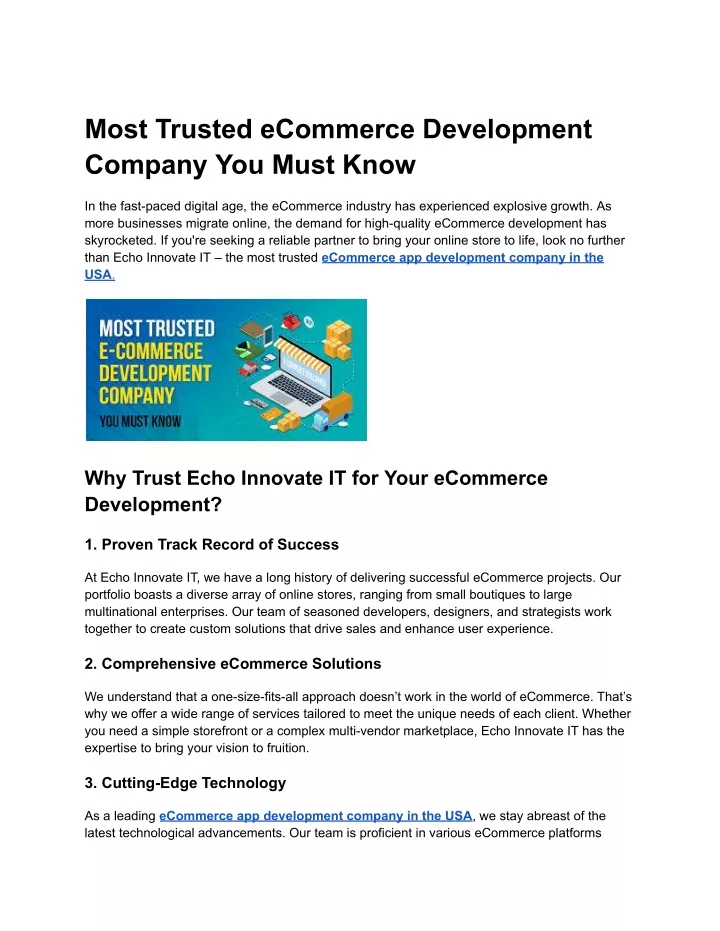 most trusted ecommerce development company