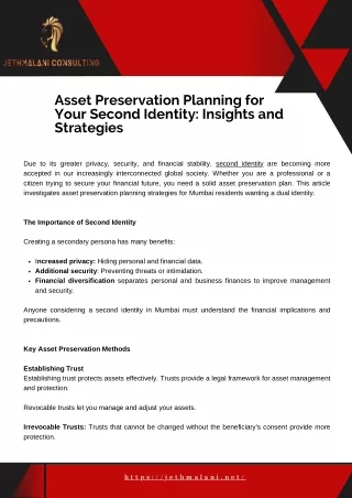 Planning for Asset Preservation: A Look at Mumbai's Second Identity Acquisition