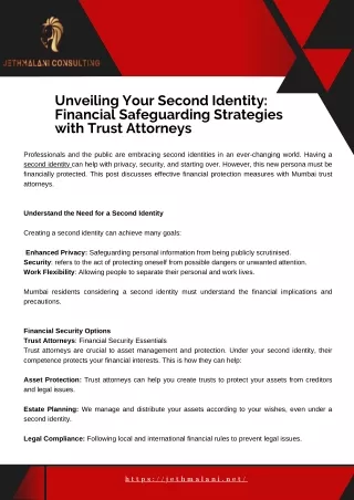 Trust Attorneys' Strategies: Financial Safeguarding and Second Identity, Mumbai