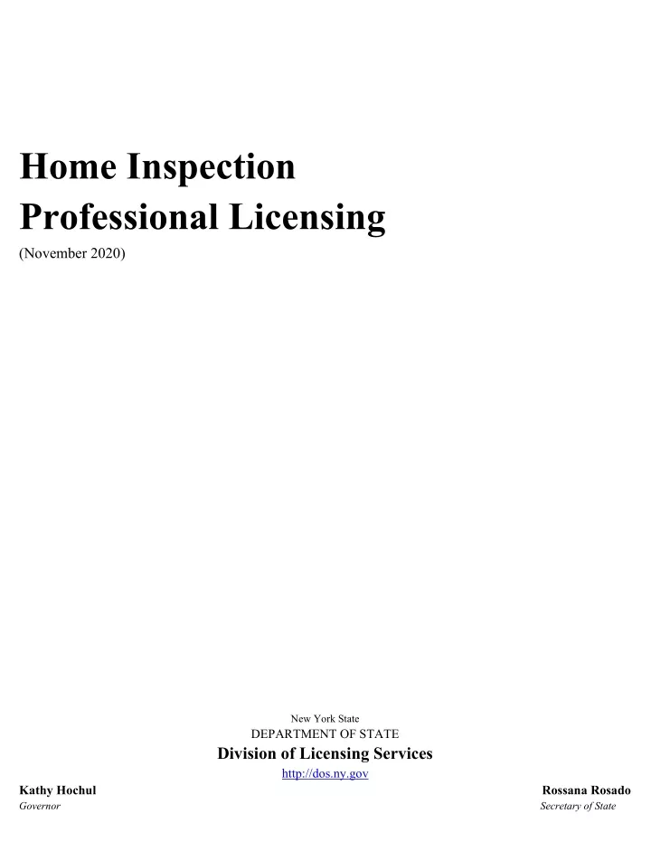 home inspection professional licensing november