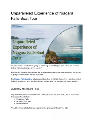 Unparalleled Experience of Niagara Falls Boat Tour