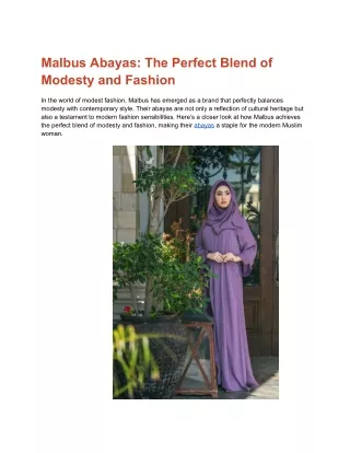 Malbus Abayas_ The Perfect Blend of Modesty and Fashion