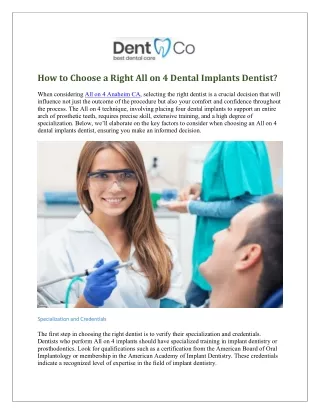 How to Choose a Right All on 4 Dental Implants D