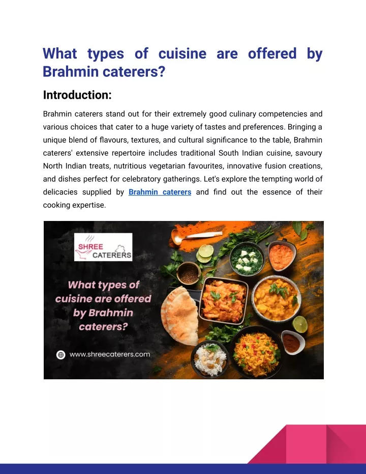 what types of cuisine are offered by brahmin