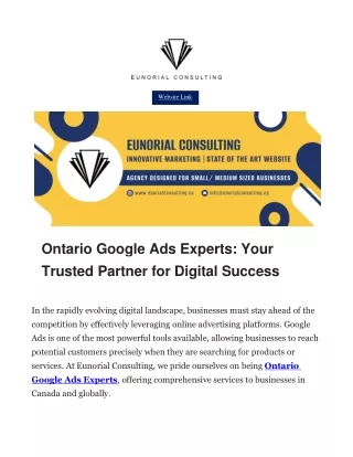 Ontario Google Ads Experts - Your Trusted Partner for Digital Success