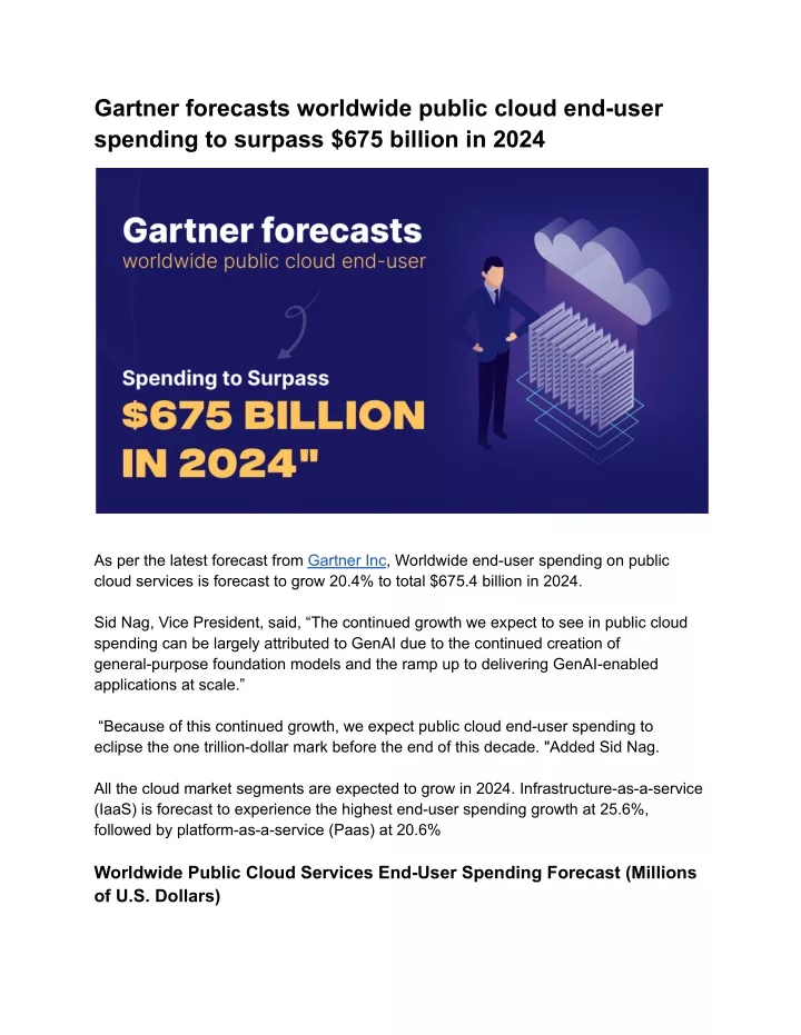 gartner forecasts worldwide public cloud end user