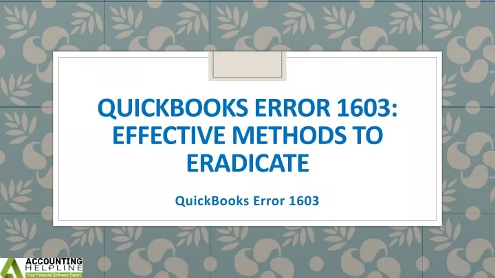 quickbooks error 1603 effective methods to eradicate