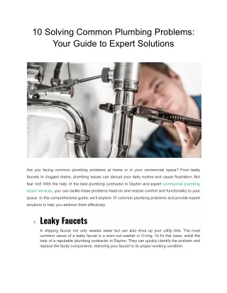 10 Solving Common Plumbing Problems_ Your Guide to Expert Solutions