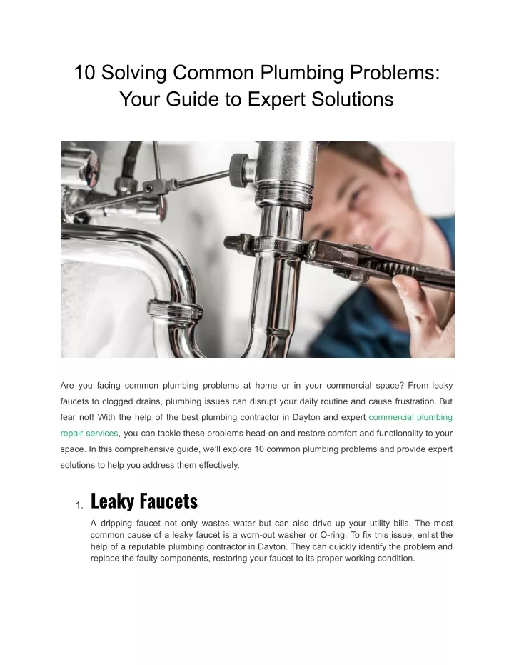 10 solving common plumbing problems your guide