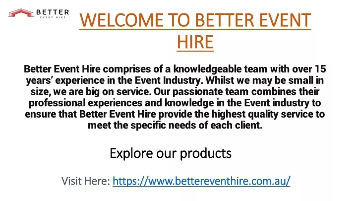 welcome to better event hire