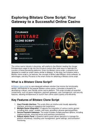 Bitstarz Clone Script Document