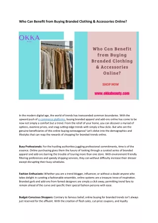 Who Can Benefit from Buying Branded Clothing