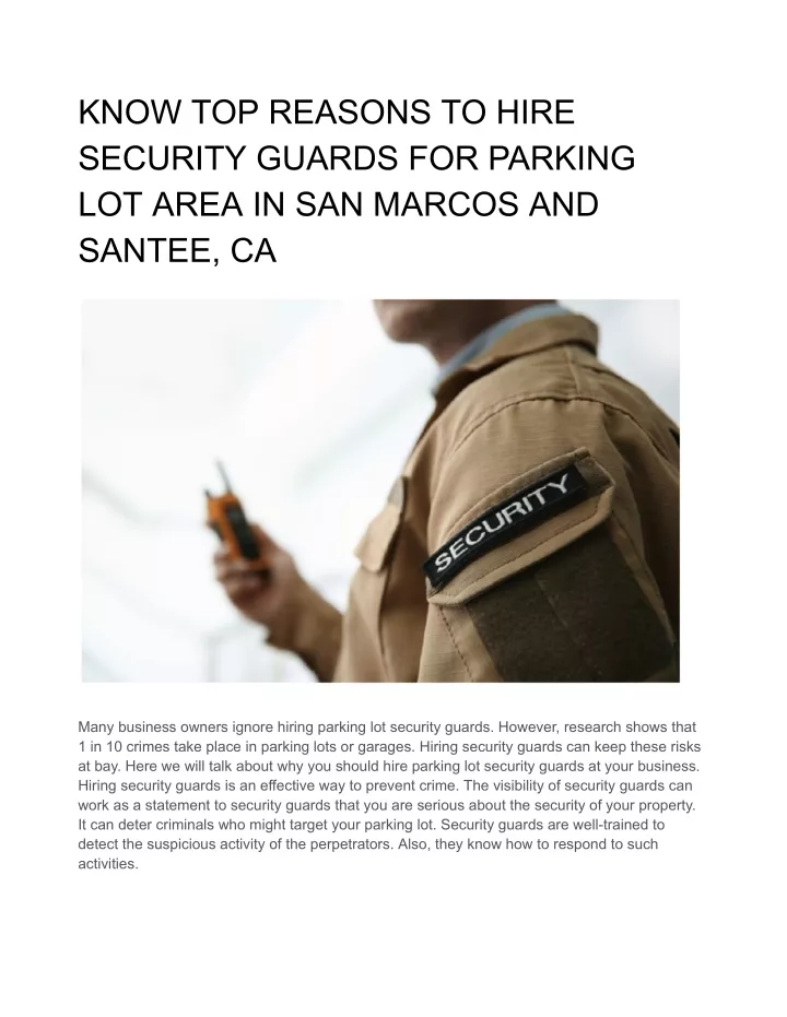 know top reasons to hire security guards