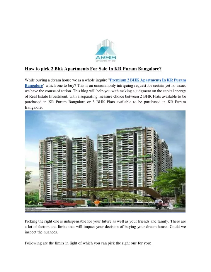 how to pick 2 bhk apartments for sale in kr puram