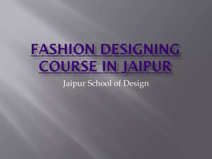 fashion designing course in jaipur