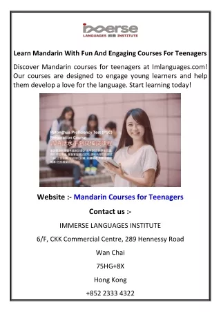 Learn Mandarin With Fun And Engaging Courses For Teenagers