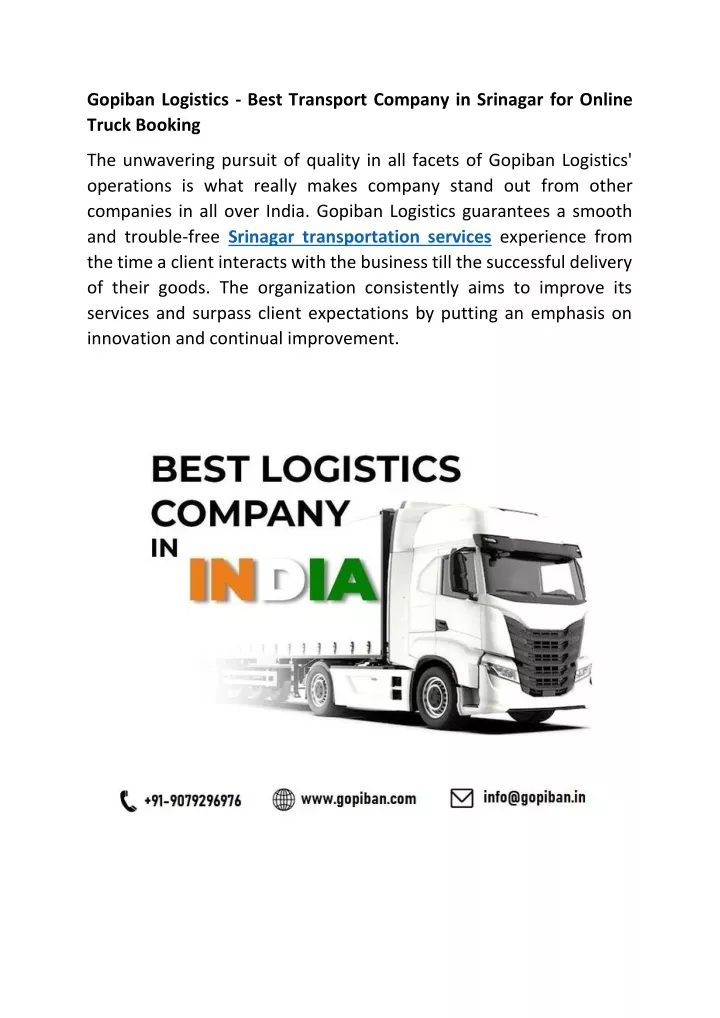 gopiban logistics best transport company